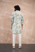 Powder Blue Big Flower Linen Kurta Set